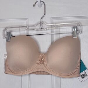 Vanity Fair Beauty Back Strapless Bra 36DD Rose Beige No Slip Lightly Lined NWT